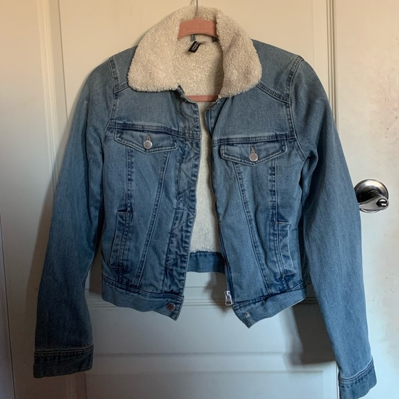 h&m denim sherpa jacket